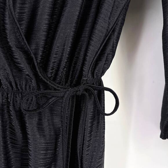 Vintage Dorothy Perkins Tie Waist Nightgown Size Medium Black Rhinestone Pocket - Picture 3 of 5